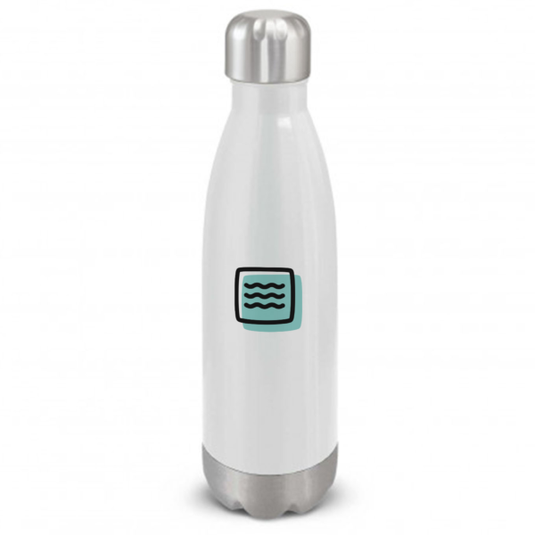 White water bottle with teal Content Design Hub logo